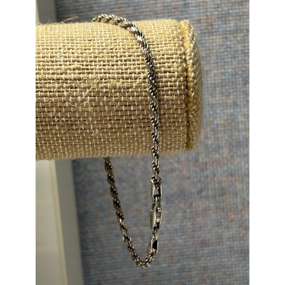 Vtg Sterling Silver 925 Rope Chain Bracelet Made in Italy 8" Inch Lobster Clasp